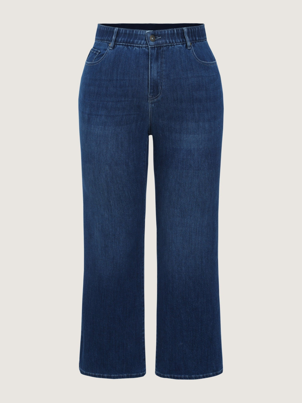 Stretchy Washed Pockets Straight Leg Jeans