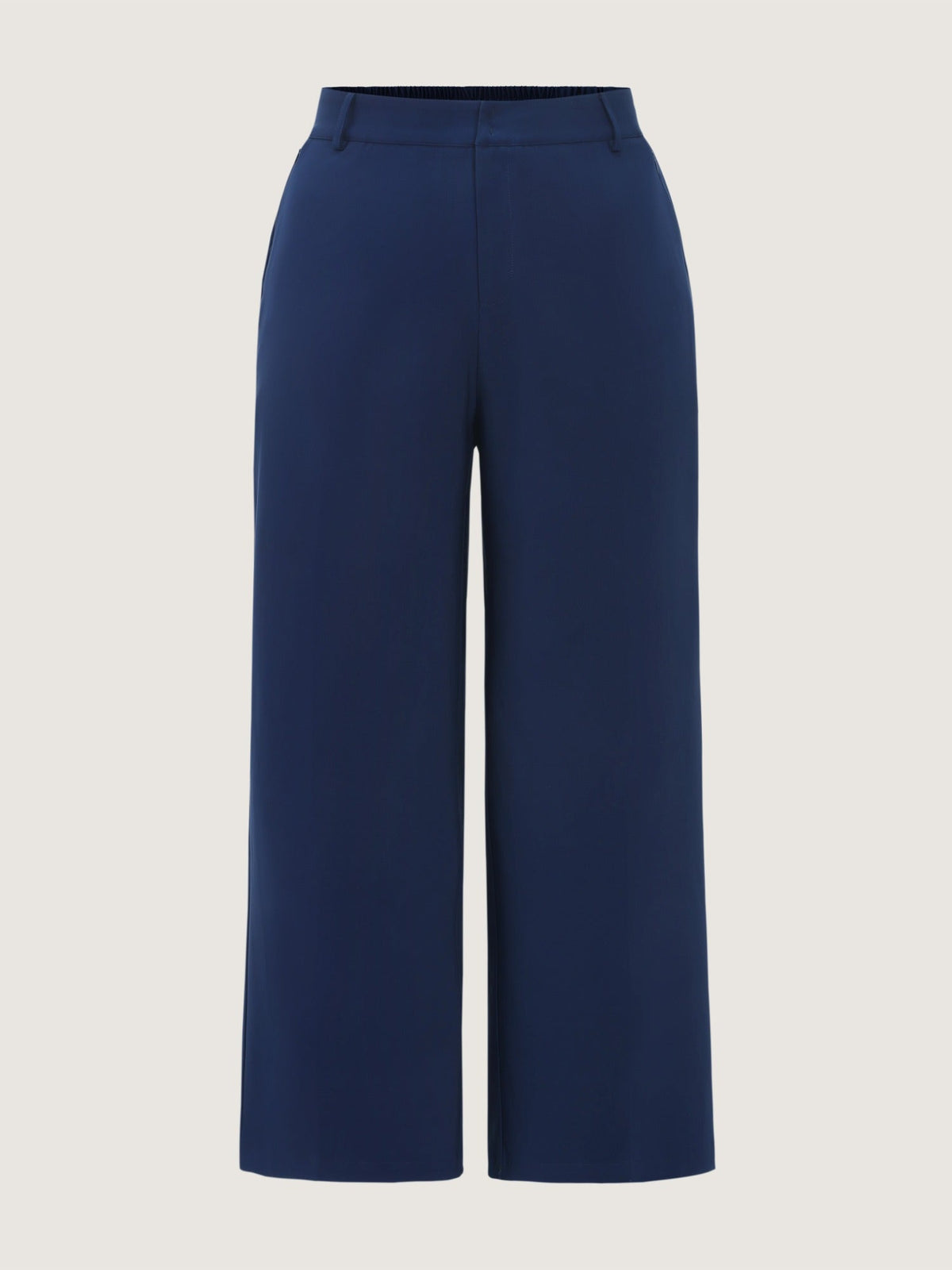 Stretchy Center Crease Pockets Wide Leg Pants