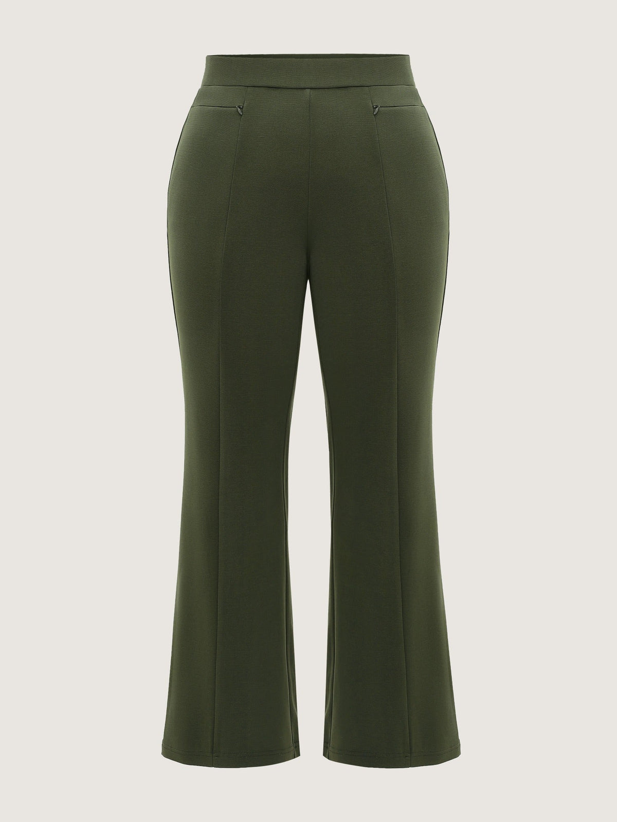 Stretch Elastic Waist Pockets Flare Pants