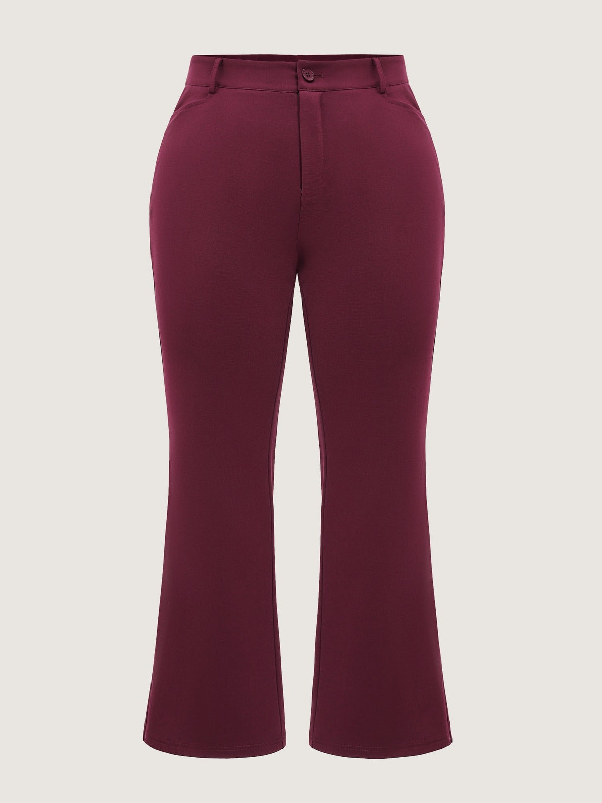 Stretch Button Zipper Flare Pants