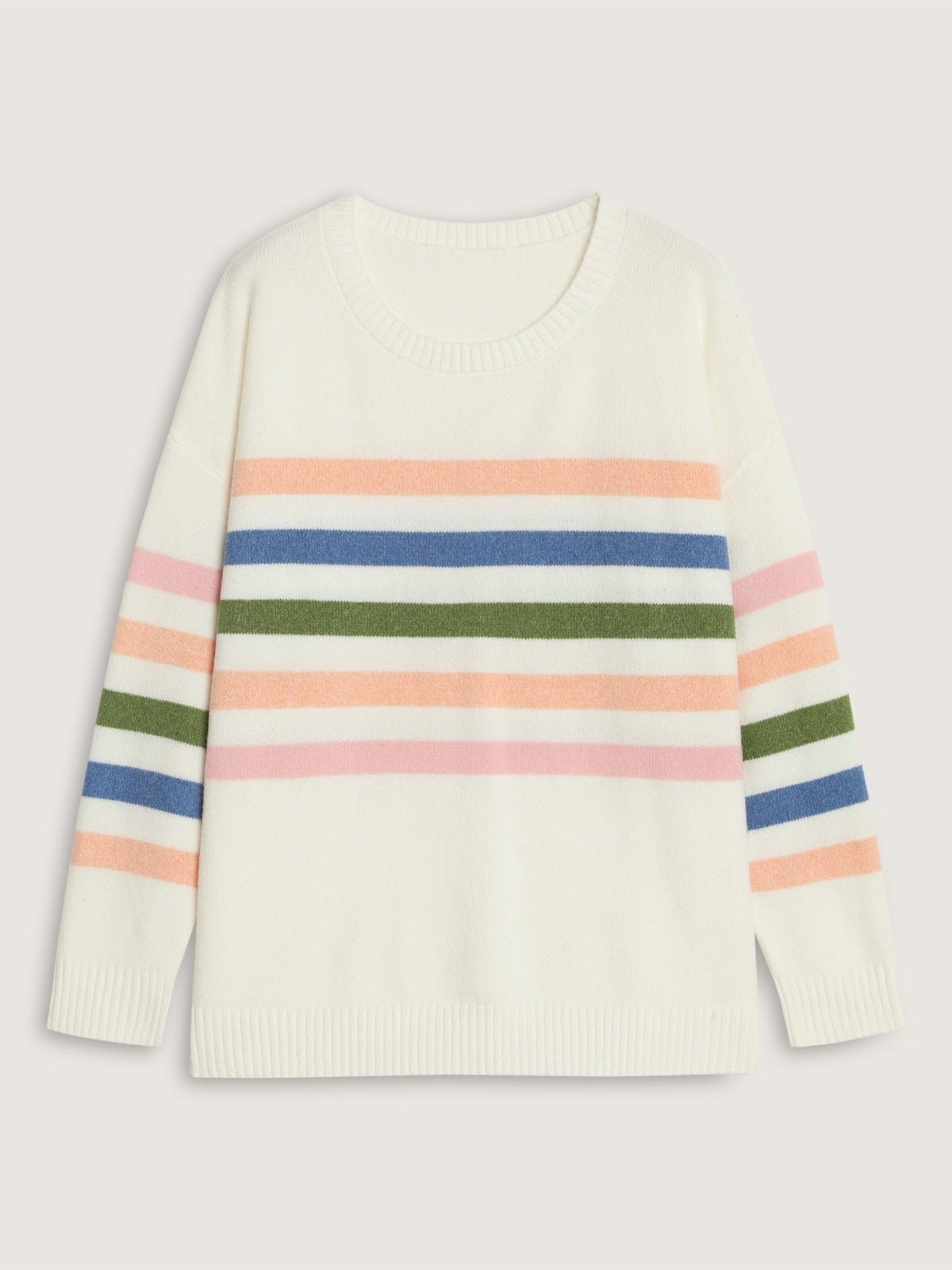 Contrast Striped Crew Neck Loose Fit Pullover