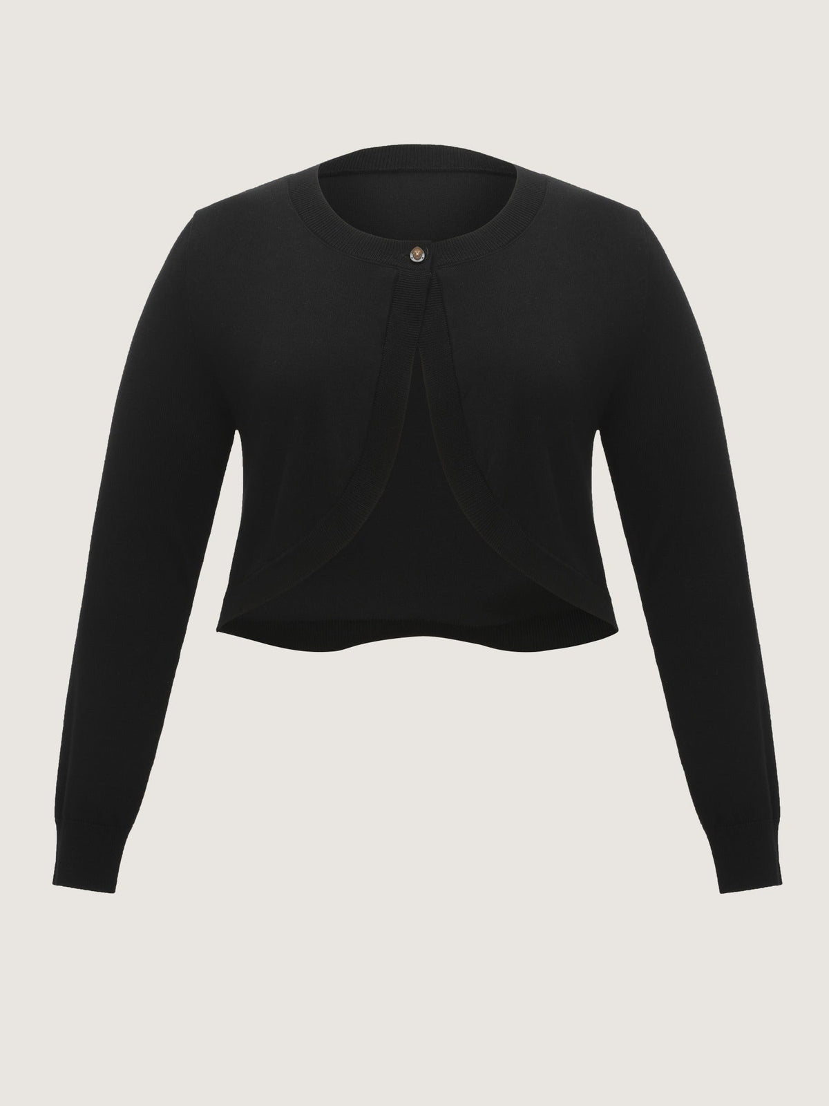 Round Neck One‑Button Cropped Cardigan