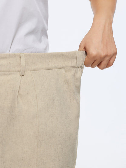 Textured Linen Blend Pocket Cropped Pants