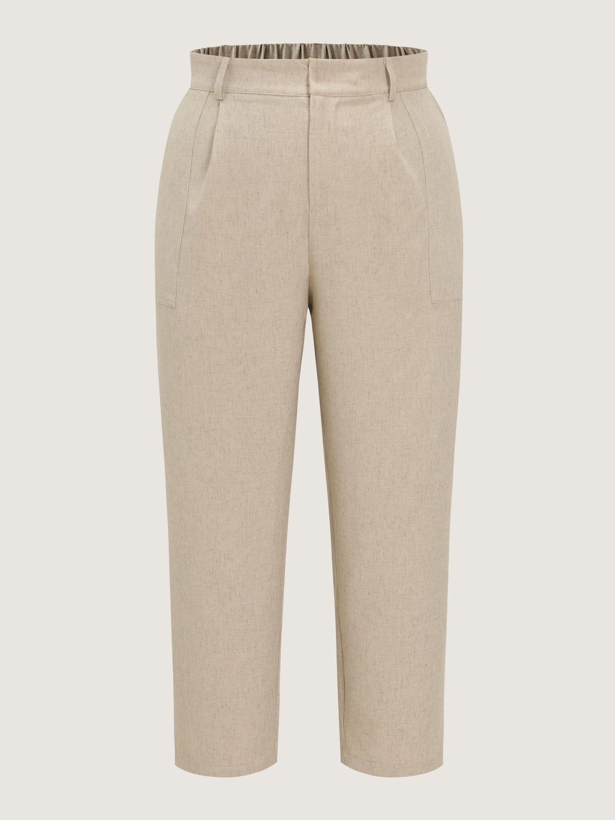 Textured Linen Blend Pocket Cropped Pants