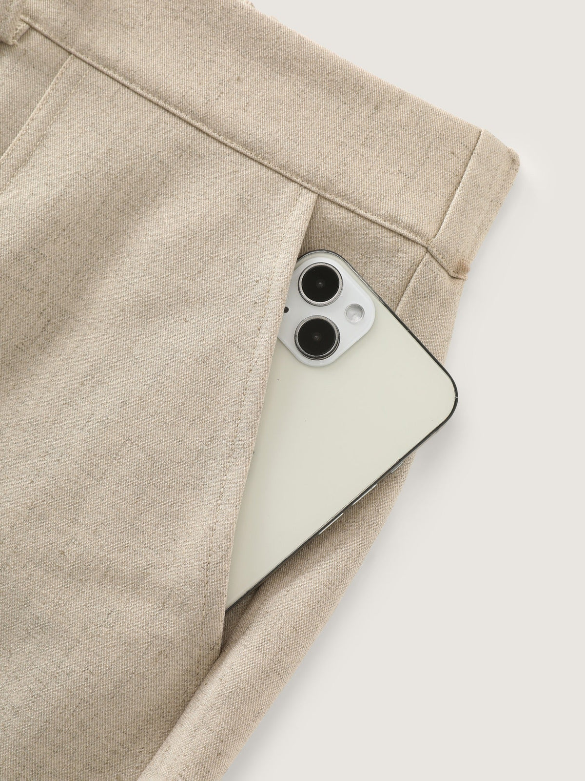 Textured Linen Blend Pocket Cropped Pants