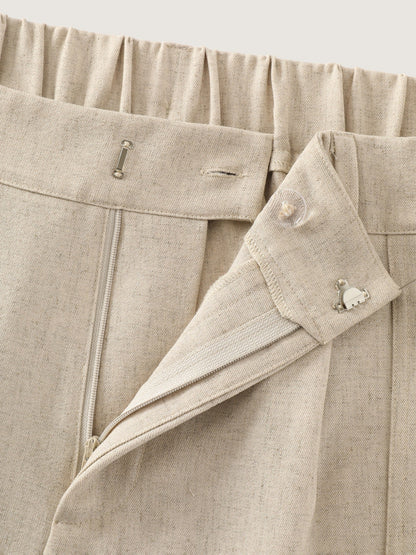 Textured Linen Blend Pocket Cropped Pants