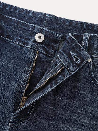 Stretchy Washed High Waist Wide Leg Jeans