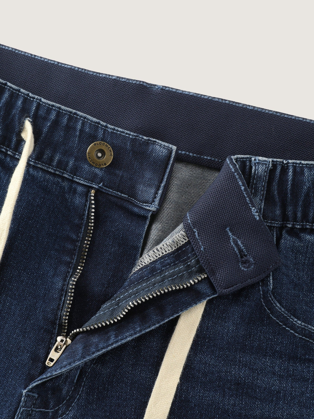 Stretchy Drawstring Waist Straight Leg Jeans
