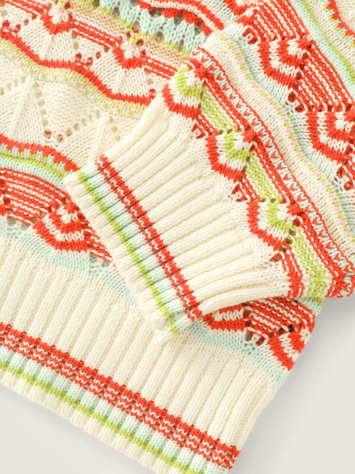Geometric Pattern Crew Neck Cut Out Pullover