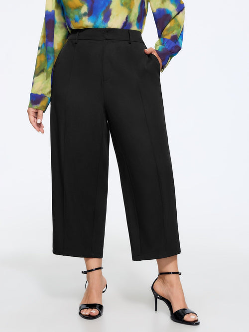 Plain Cropped Straight Leg Pants