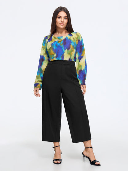 Plain Cropped Straight Leg Pants