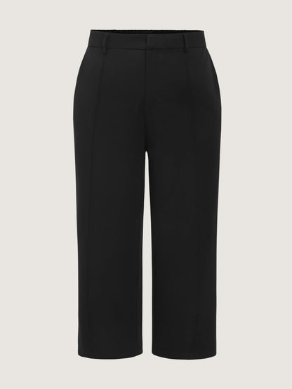 Plain Cropped Straight Leg Pants
