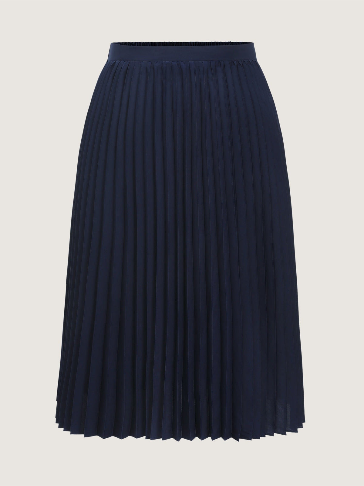 Solid Pleated Flowy Midi Skirt