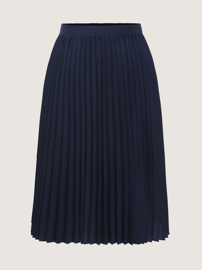 Solid Pleated Flowy Midi Skirt