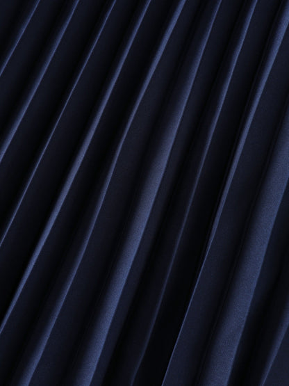 Solid Pleated Flowy Midi Skirt