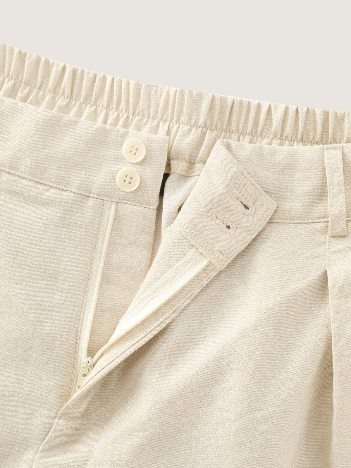 Double Button Waist Pleated Wide Leg Pants
