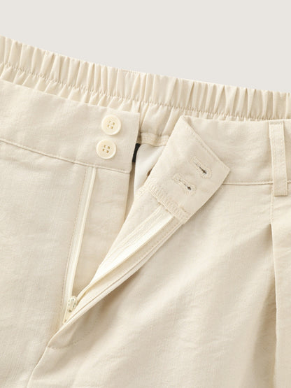 Double Button Waist Pleated Wide Leg Pants