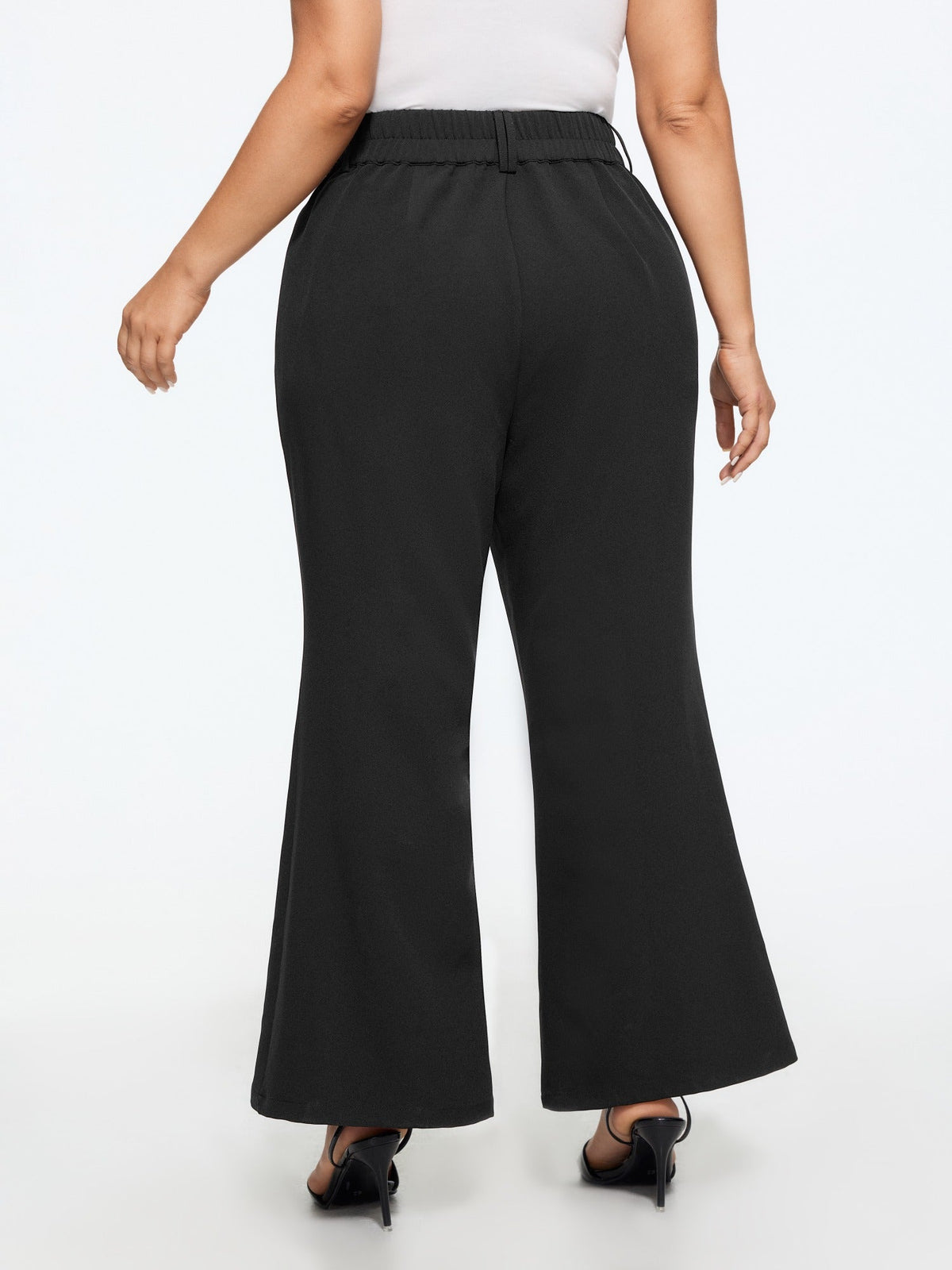Stretchy Double Button Center Crease Flare Pants