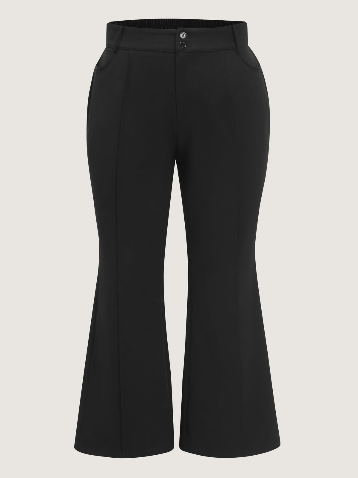 Stretchy Double Button Center Crease Flare Pants