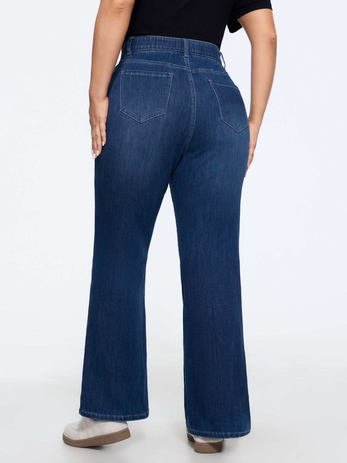 Stretchy Washed Pockets Straight Leg Jeans