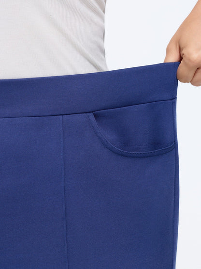 Stretchy Solid Elastic Waist Flare Pants