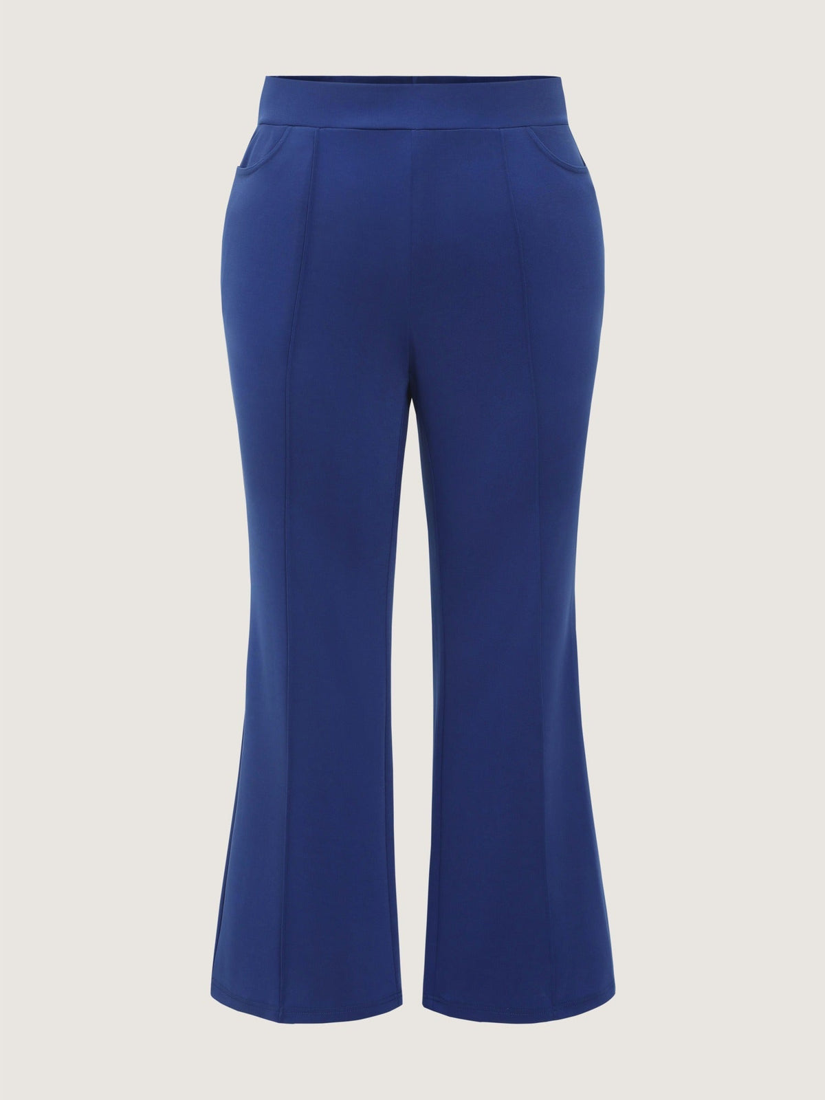 Stretchy Solid Elastic Waist Flare Pants