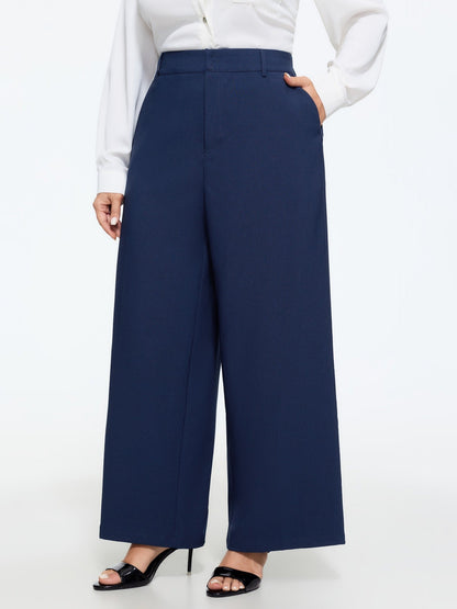 Stretchy Center Crease Pockets Wide Leg Pants