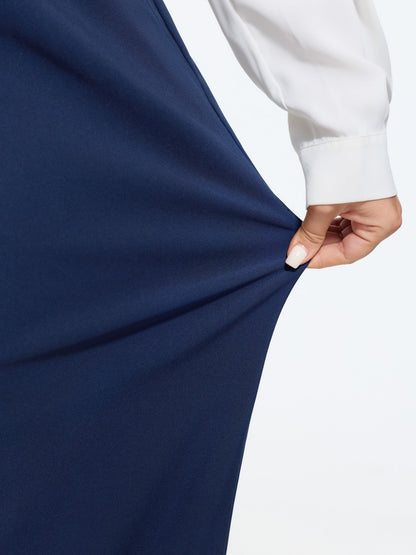 Stretchy Center Crease Pockets Wide Leg Pants