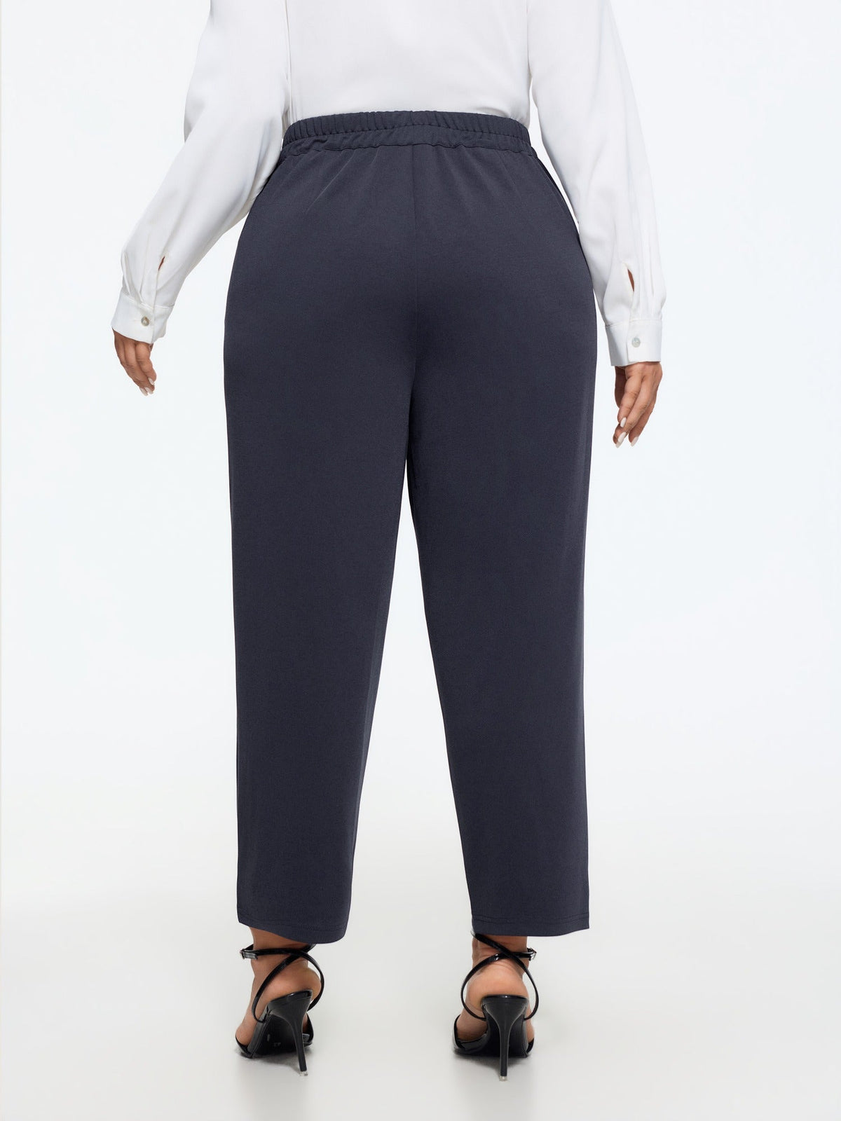 Stretch Solid Pockets Straight Leg Pants