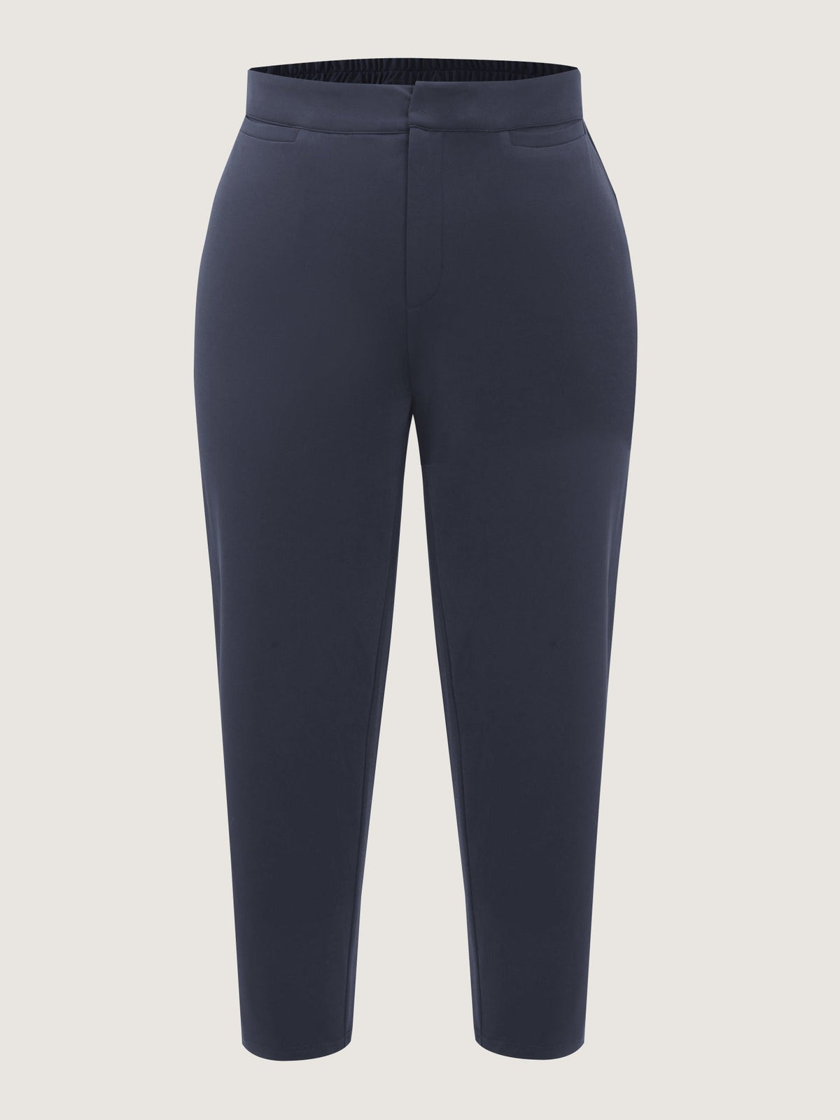 Stretch Solid Pockets Straight Leg Pants