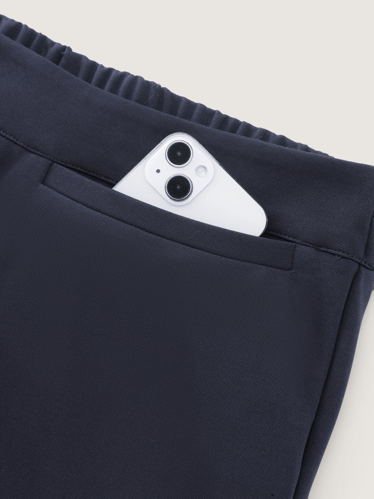 Stretch Solid Pockets Straight Leg Pants
