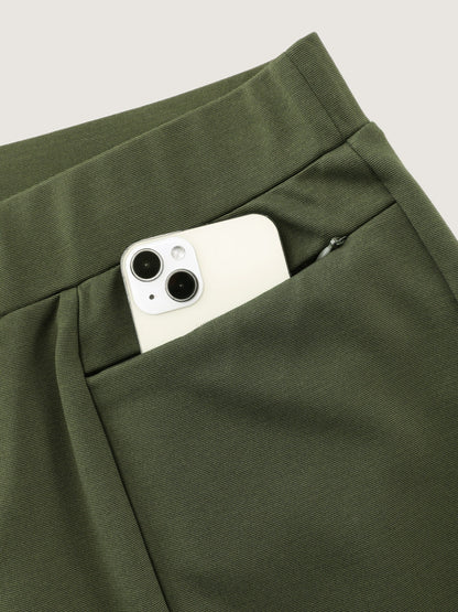 Stretch Elastic Waist Pockets Flare Pants
