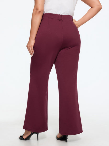 Stretch Button Zipper Flare Pants