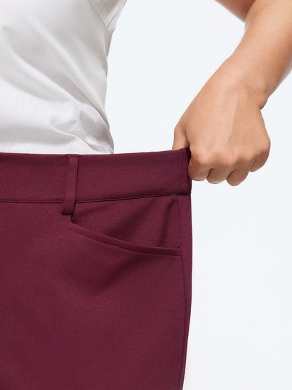 Stretch Button Zipper Flare Pants