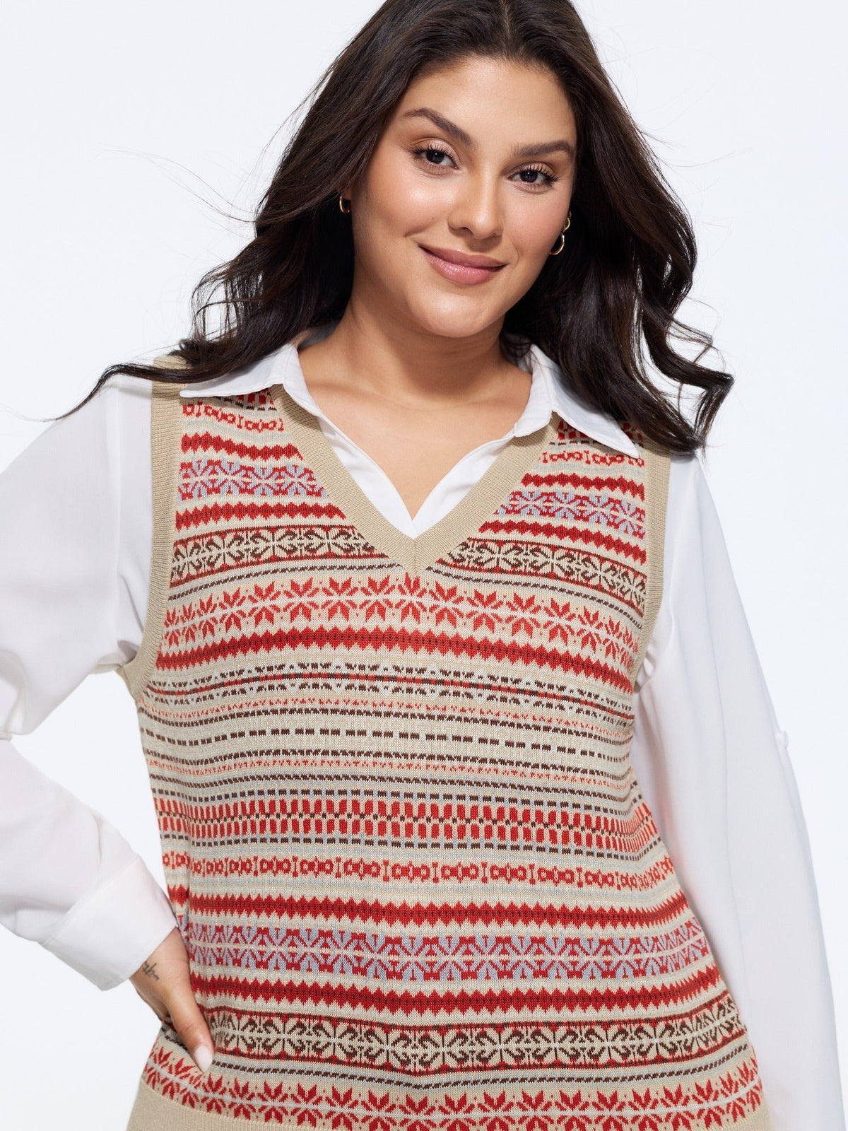 Vintage Geometric Jacquard Sweater Vest