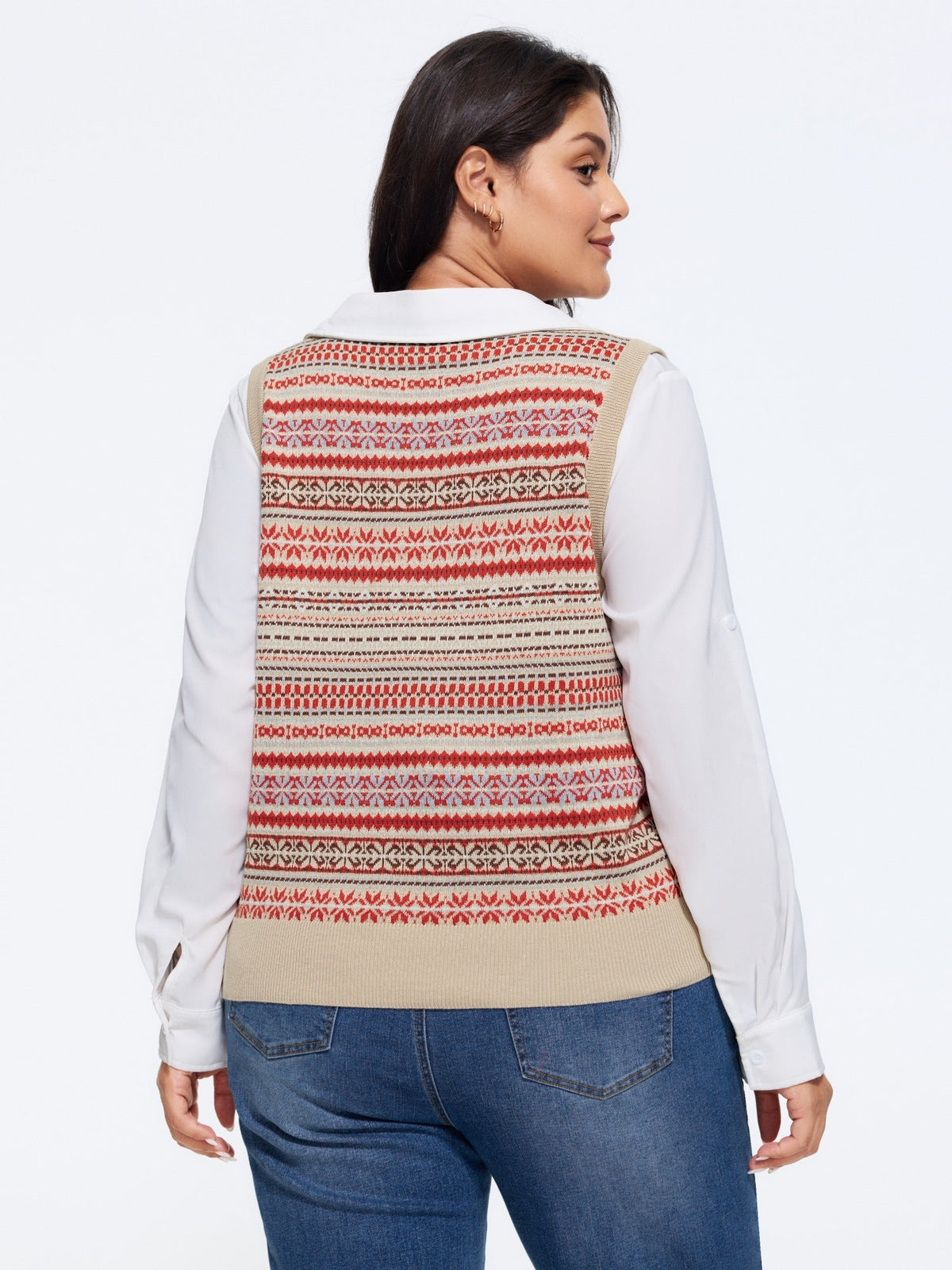 Vintage Geometric Jacquard Sweater Vest