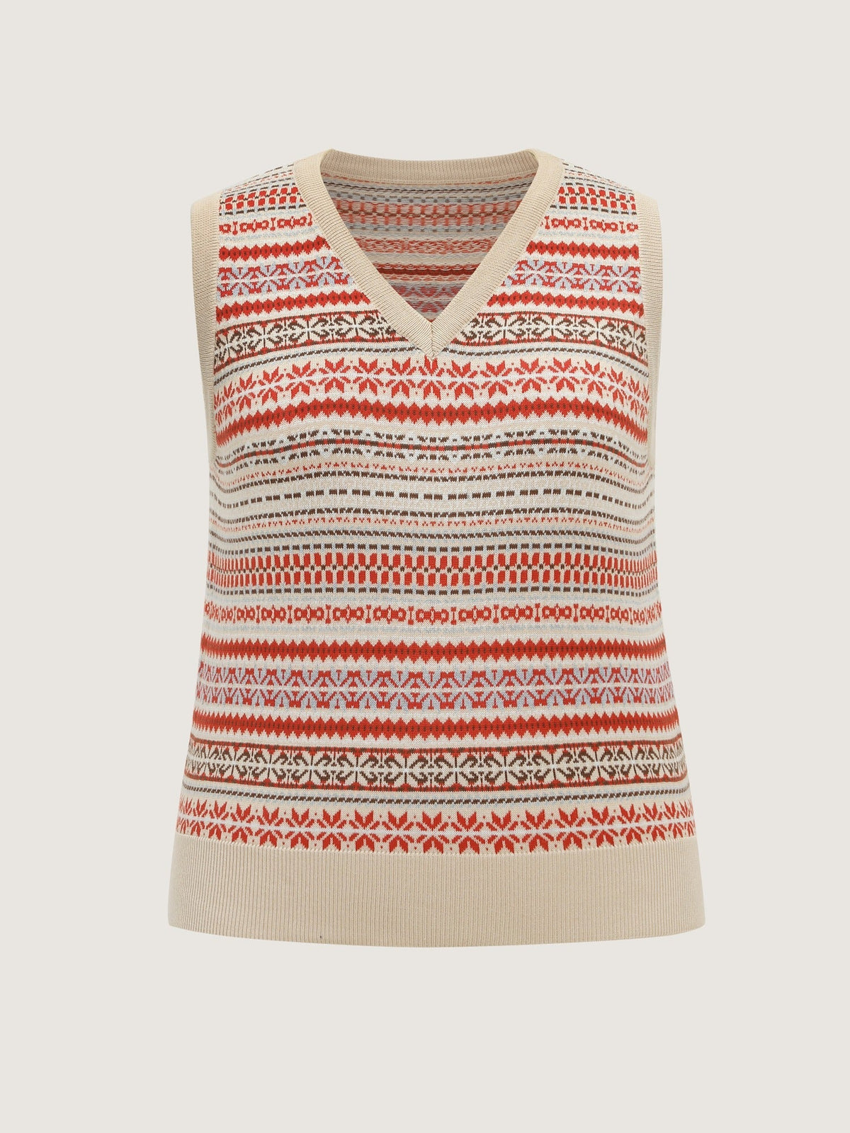 Vintage Geometric Jacquard Sweater Vest