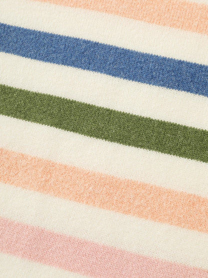 Contrast Striped Crew Neck Loose Fit Pullover