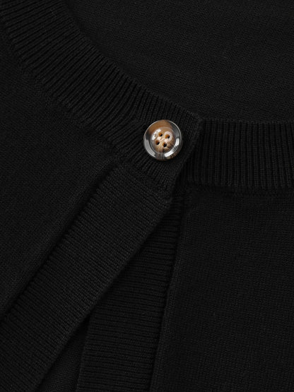 Round Neck One‑Button Cropped Cardigan