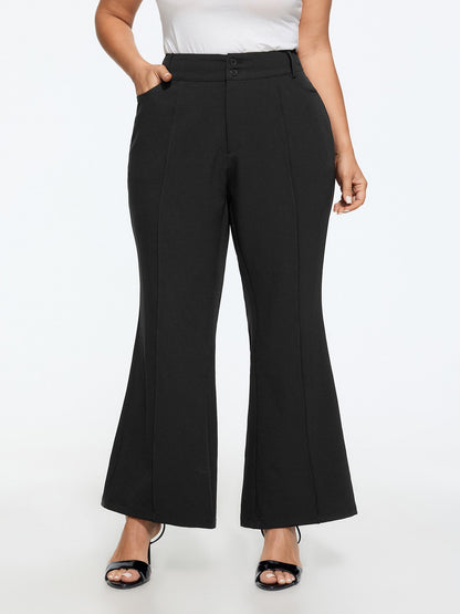 Stretchy Double Button Center Crease Flare Pants